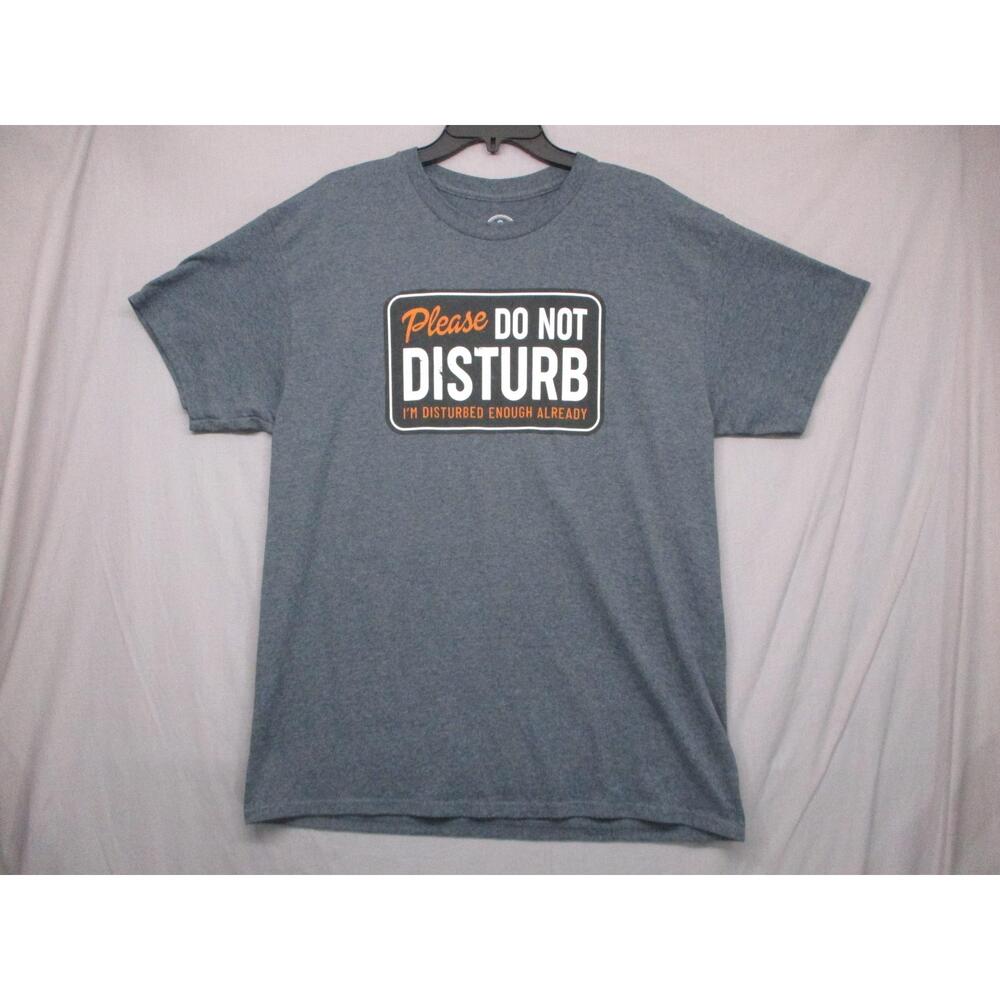 DOM Heather Gray Graphic‎ Print Casual Crew Neck T-shirt Unisex Size Large